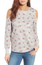 Petite Women's Gibson Cold Shoulder Sweatshirt P - Grey
