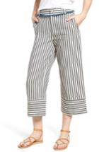 Women's Moon River Stripe Wide Leg Crop Pants - Blue