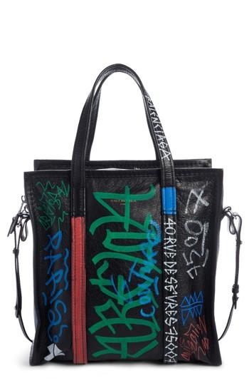 Balenciaga Small Bazar Grafitti Leather Shopper -