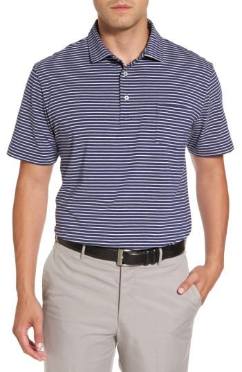 Men's Peter Millar Stratton Mountainside Stripe Jersey Polo - Blue