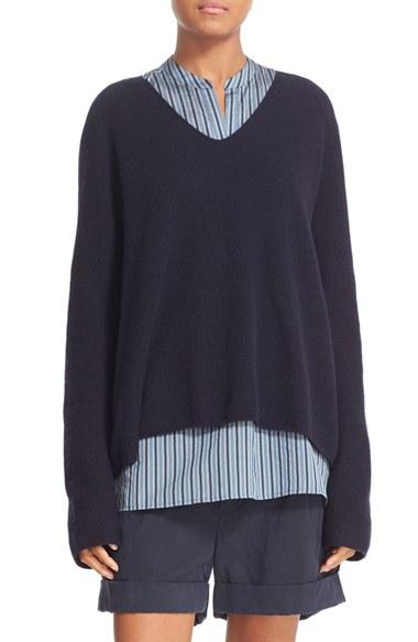 Women's Vince Deep V-neck Cashmere Pullover - Blue