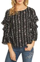 Women's Cece Printed Ruffle Sleeve Blouse - Black