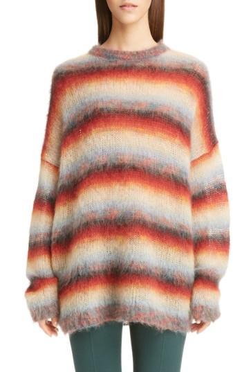 Women's Chloe Mohair Blend Degrade Stripe Sweater - Red