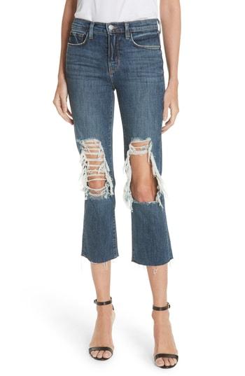Women's L'agence Jordan Ripped Crop Bootcut Jeans - Blue