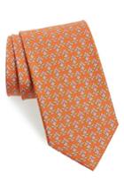 Men's Salvatore Ferragamo Geometric Silk Tie, Size - Orange