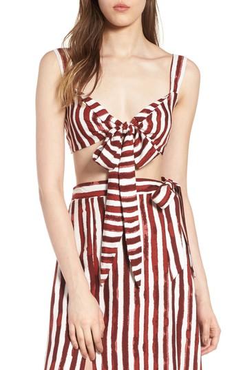 Women's 4si3nna Tie Front Crop Top - Burgundy