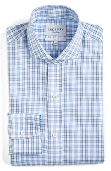 Men's Ledbury Slim Fit Check Dress Shirt - Blue