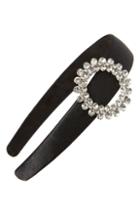 Tasha Crystal Buckle Satin Headband, Size - Black