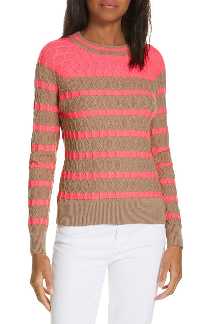 Women's Milly Texture Stitch Stripe Sweater
