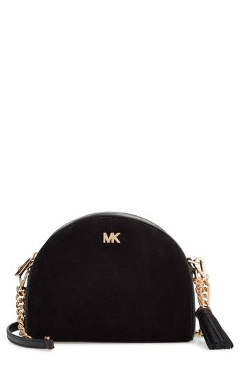 Michael Michael Kors Ginny Half Moon Leather Crossbody Bag - Black