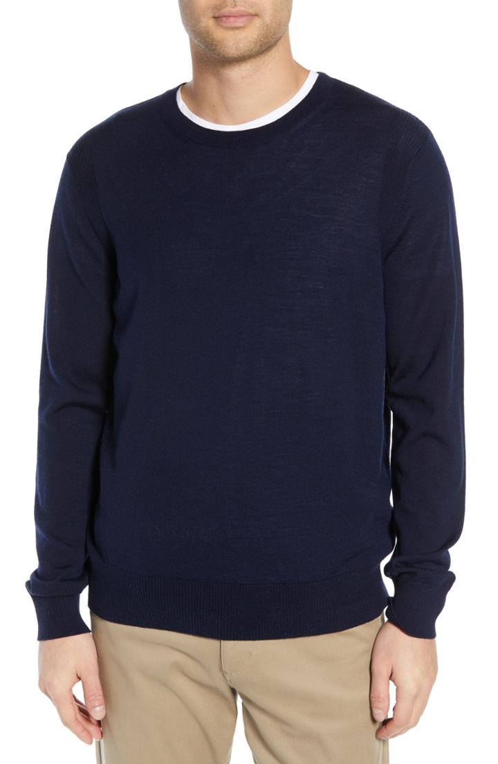 Men's Vince Crewneck Merino Wool Sweater - Blue