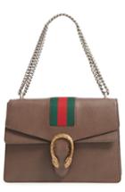 Gucci Dionysus Web Stripe Leather Shoulder Bag - Grey