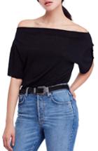 Women's Free People She's So Cool Off The Shoulder Top - Black