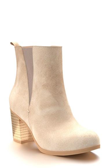 Women's Shoes Of Prey Block Heel Chelsea Boot A - Beige