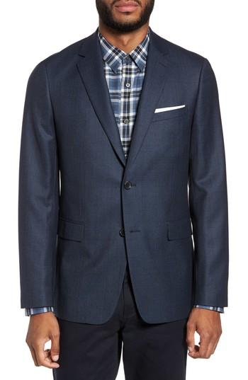 Men's Theory Gansevoort Sharkskin Slim Fit Wool Blazer R - Blue