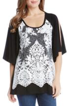 Women's Karen Kane Lace Overlay Split Sleeve Top