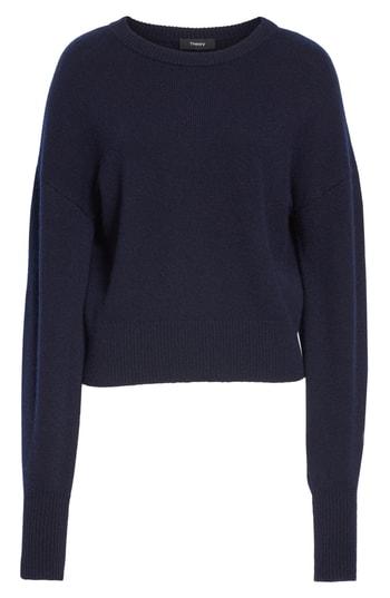 Women's Theory Drop Shoulder Cashmere Sweater, Size - Blue