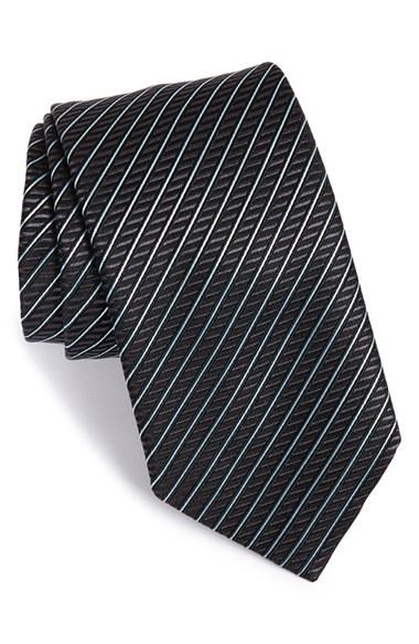 Men's Ermenegildo Zegna Stripe Silk Tie, Size - Grey