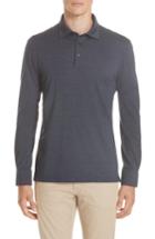Men's Ermenegildo Zegna Wool & Cotton Long Sleeve Polo Shirt Us / 48 Eu - Blue