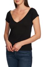 Women's 1.state Pointelle Detail Tee, Size - Black