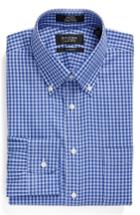 Men's Nordstrom Men's Shop Classic Fit Non-iron Gingham Dress Shirt .5 35 - Blue (online Only)