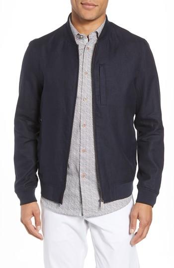 Men's Ted Baker London Raney Trim Fit Linen & Cotton Jacket (l) - Blue