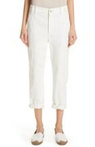 Women's Brunello Cucinelli Stretch Cotton Crop Cargo Pants Us / 40 It - White