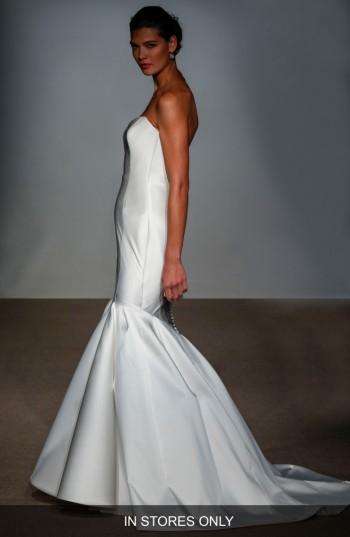 Women's Anna Maier Couture Nara Strapless Silk Satin Mermaid Gown, Size - White