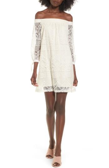 Women's Speechless Lace Off The Shoulder Dress - Ivory
