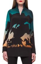 Women's Akris Turf Print Silk Tunic Blouse