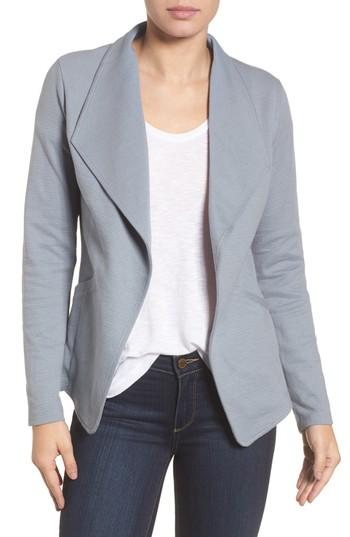 Petite Women's Caslon Cotton Knit Open Front Blazer, Size P - Blue