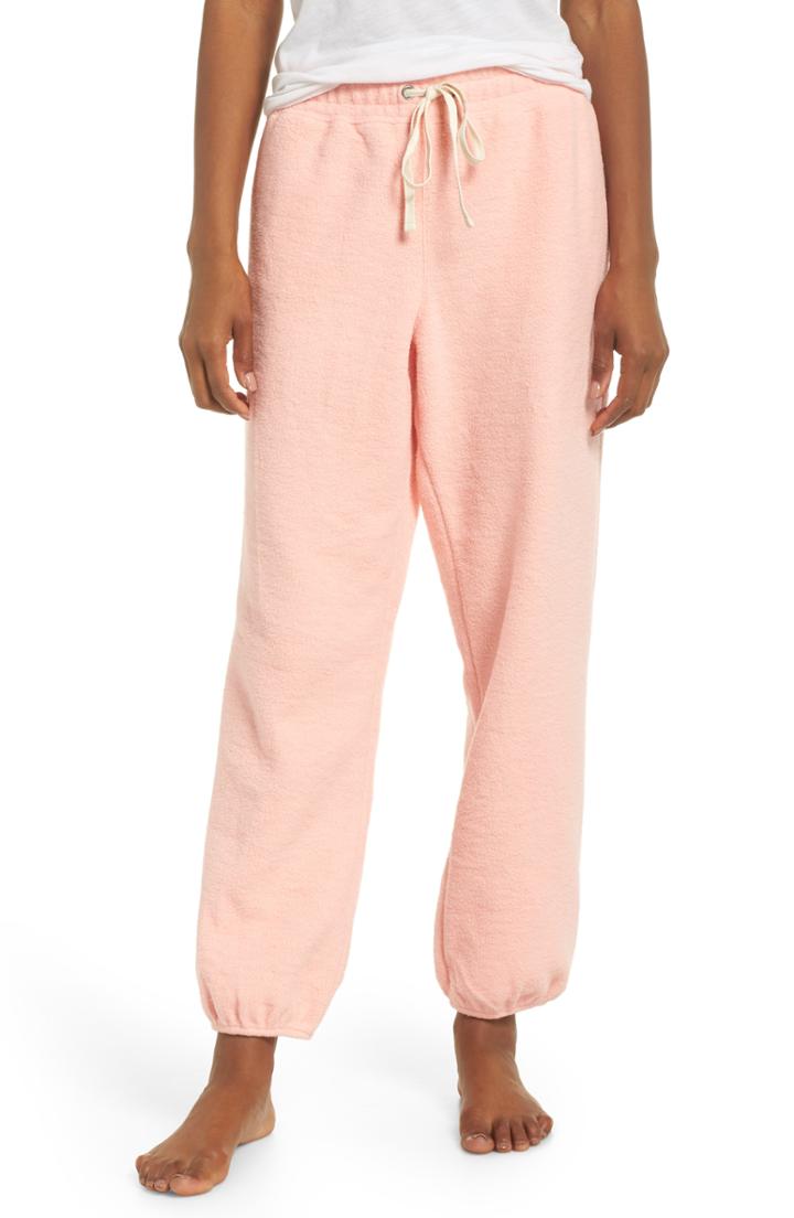Women's Madewell Fleece Pajama Sweatpants, Size - Pink