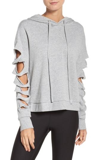 Women's Alo Slay Slashed Long Sleeve Hoodie - Grey