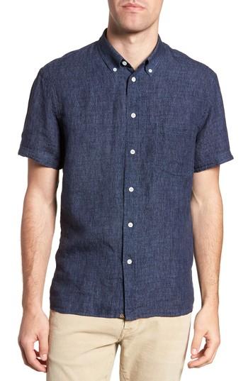 Men's Billy Reid Leo Standard Fit Short Sleeve Sport Shirt - Blue