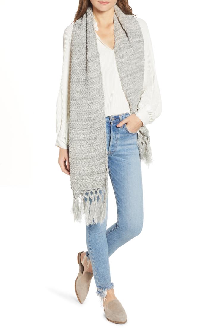 Women's Treasure & Bond Fringed Muffler, Size - Grey