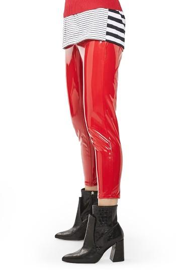 Petite Women's Topshop Jamie Vinyl Skinny Jeans X 28 - Red
