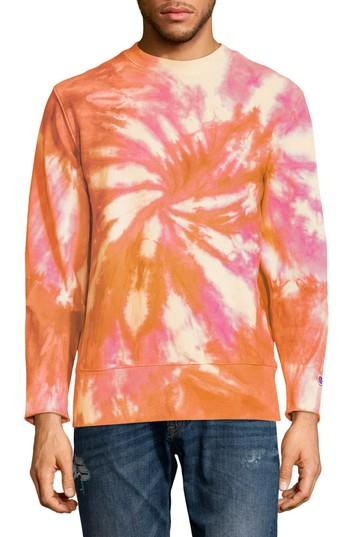Men's Champion Reverse Weave Tie Dye T-shirt - Orange