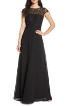 Women's Hayley Paige Occasions Lace Bodice Chiffon Evening Dress - Black