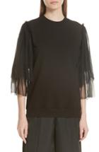 Women's Clu Tulle Sleeve Sweatshirt - Black