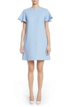 Women's Lela Rose Flutter Sleeve Wool Blend Shift Dress - Blue