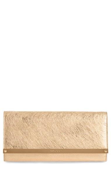 Jimmy Choo 'milla' Etched Metallic Spazzolato Leather Flap Clutch - Metallic