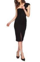 Women's 1.state One-shoulder Ruffle Midi Dress, Size - Black