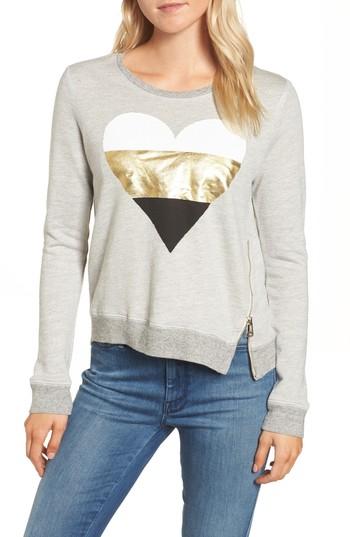 Women's Sundry Heart Side Zip Sweatshirt