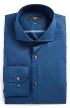 Men's Boss Jerrin Slim Fit Solid Dress Shirt - Blue/green