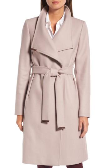 Women's Ted Baker London Wool Blend Long Wrap Coat - Pink