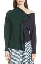 Women's Monse Bicolor Asymmetrical Wool Sweater - Green