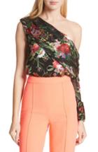 Women's Alice + Olivia Serita One-shoulder Floral Top - Black