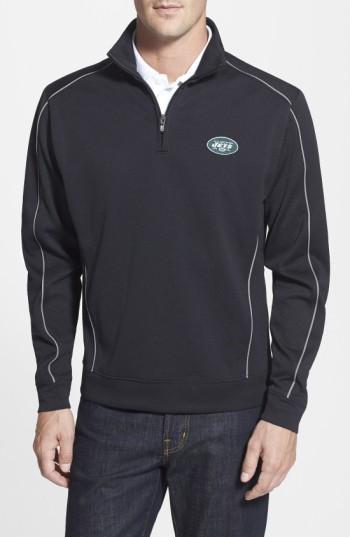 Men's Cutter & Buck New York Jets - Edge Drytec Moisture Wicking Half Zip Pullover