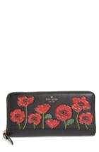 Women's Kate Spade New York Ooh La La - Lacey Poppy Embossed Leather Wallet - Black