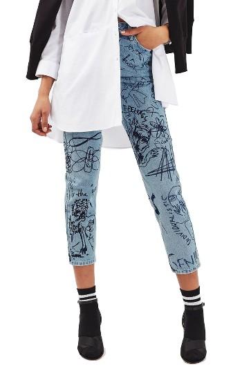 Women's Topshop Scribble Crop Mom Jeans